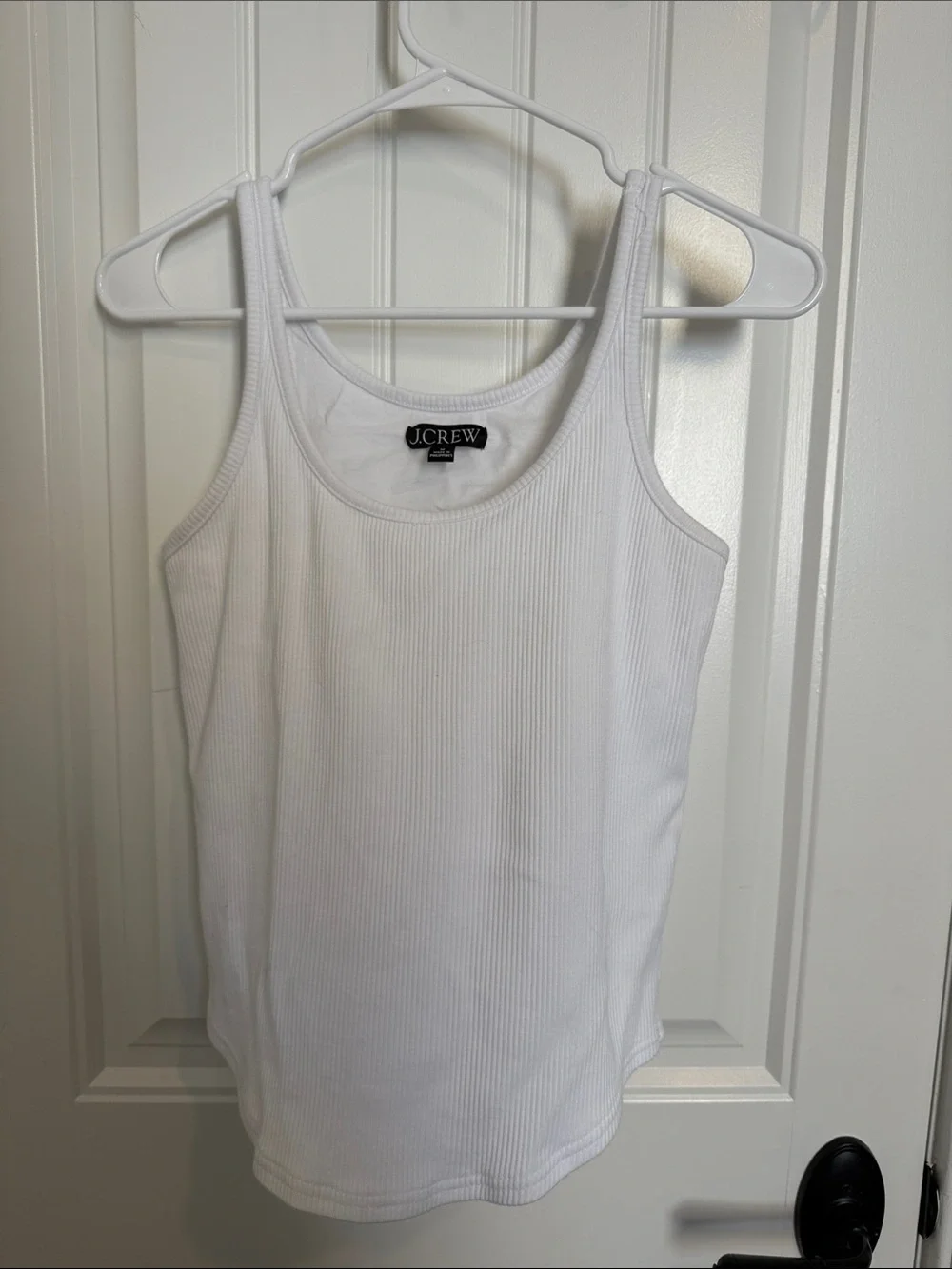 J. Crew White Ribbed Scoop Tank